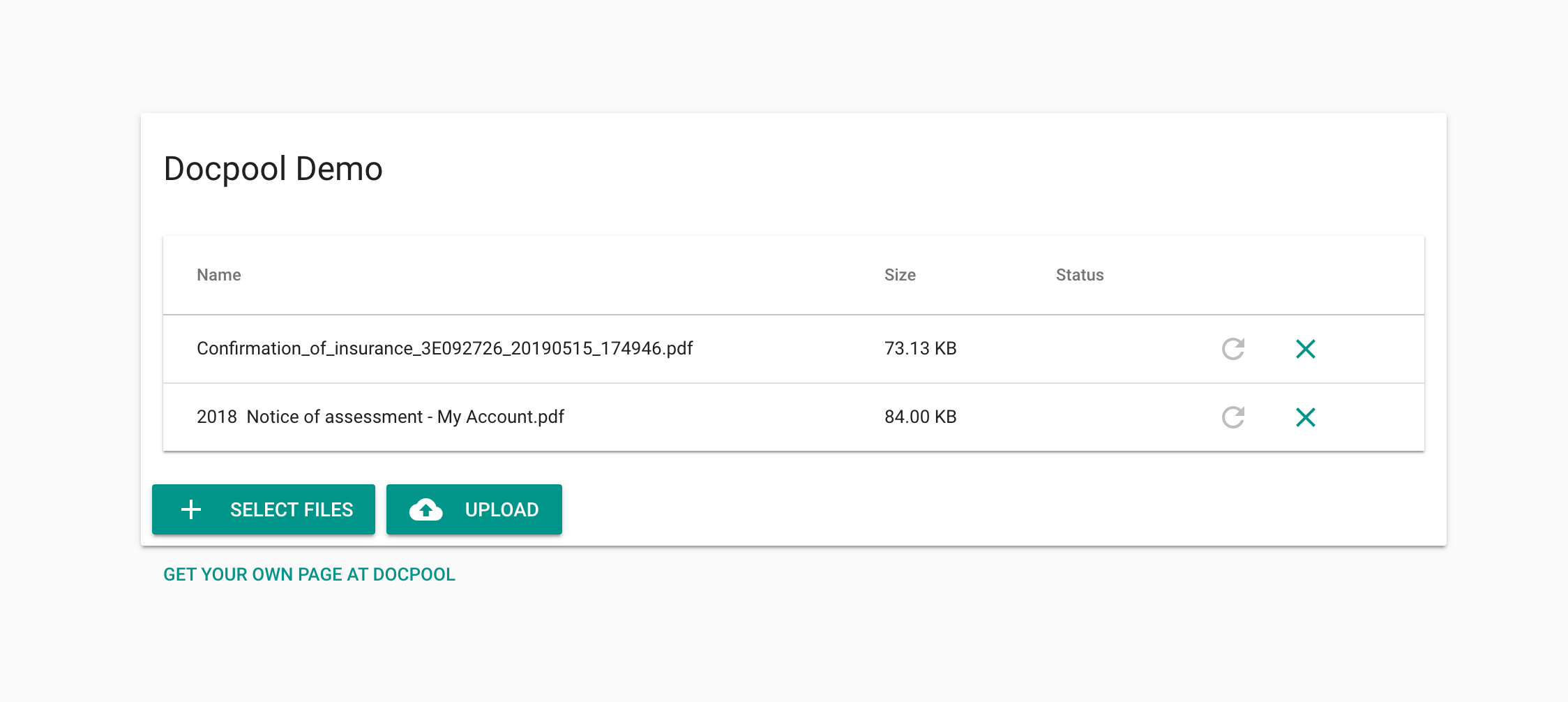 Screenshot of App in Browser